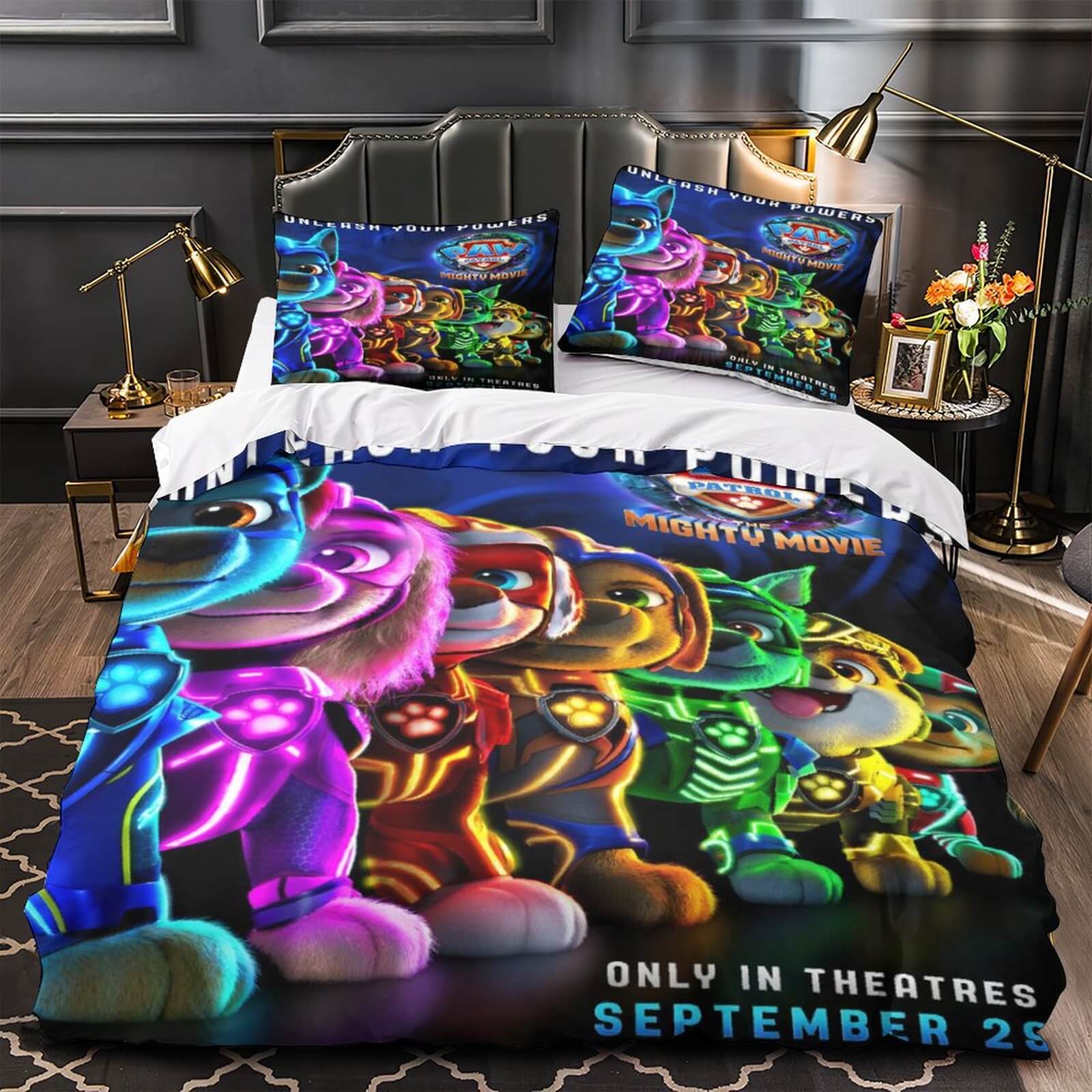 PAW Patrol The Mighty Movie Bettwäsche-Set, Steppdecke, Bettbezug ohne Füllstoff