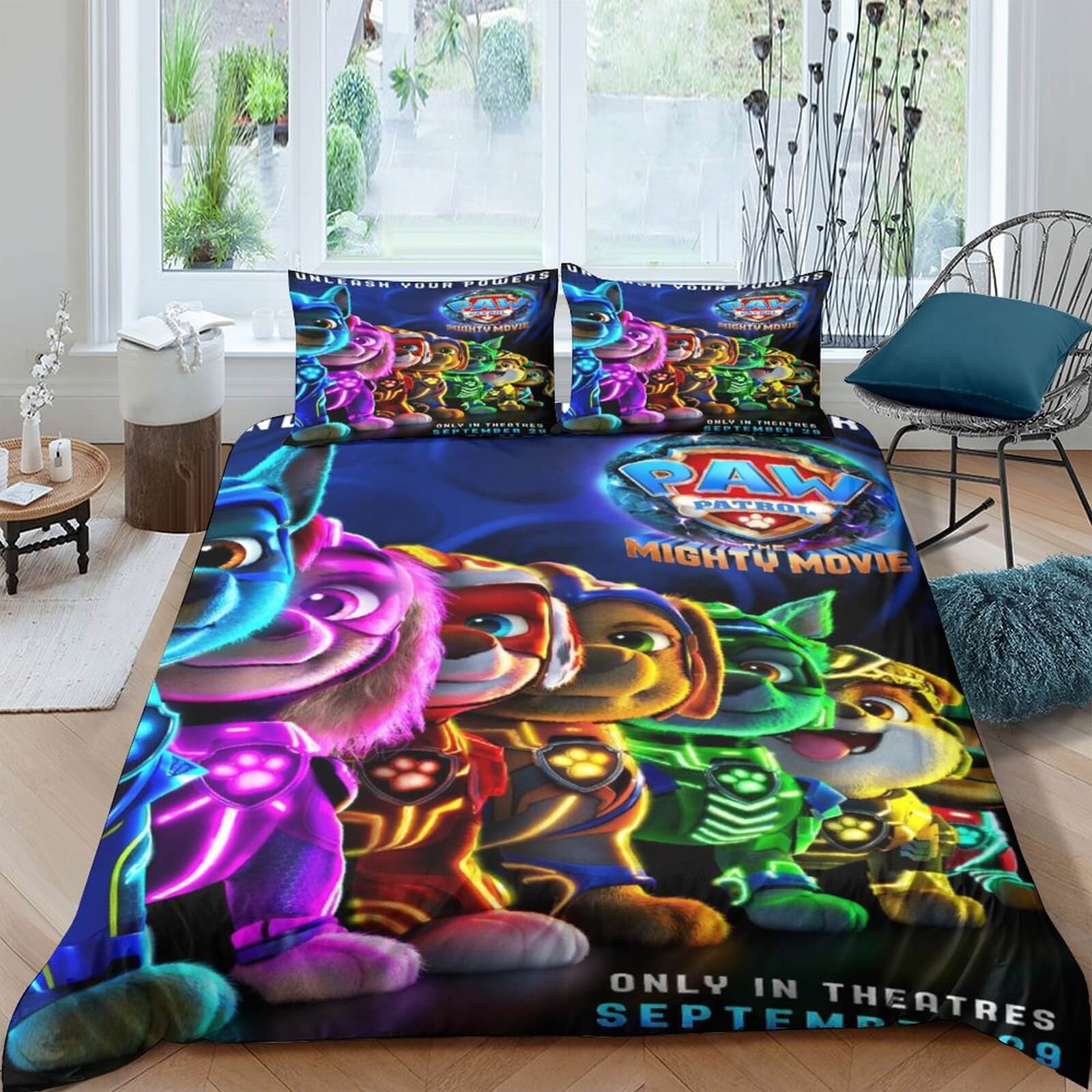 PAW Patrol The Mighty Movie Bettwäsche-Set, Steppdecke, Bettbezug ohne Füllstoff