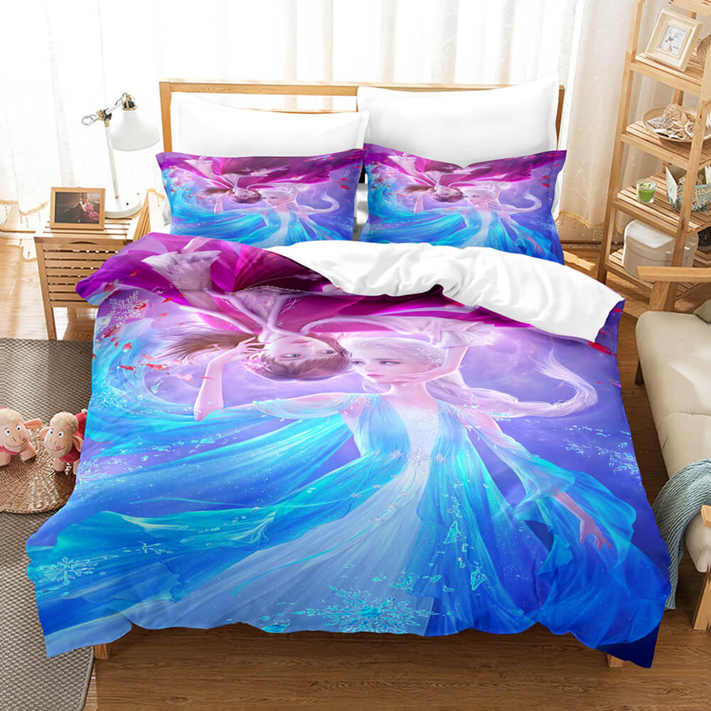 Die Eiskönigin 2 Elsa Anna Cosplay Kinder Bettwäsche Set Quilt Bettbezug Bettsets