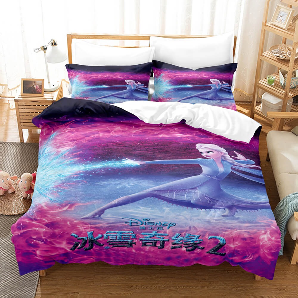 Die Eiskönigin 2 Elsa Anna Cosplay Kinder Bettwäsche Set Quilt Bettbezug Bettsets