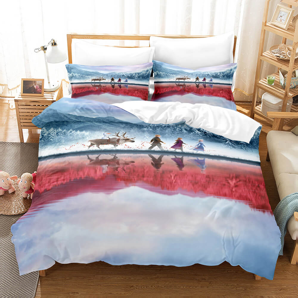 Die Eiskönigin 2 Elsa Anna Cosplay Kinder Bettwäsche Set Quilt Bettbezug Bettsets