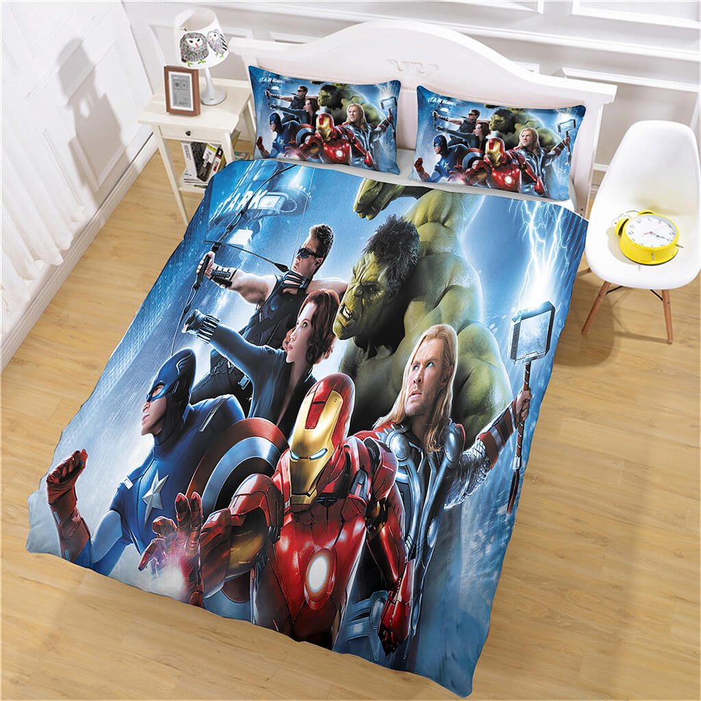 Marvel Avengers Bettwäsche-Set Steppdecke Cosplay Bettbezug Bettlaken-Sets