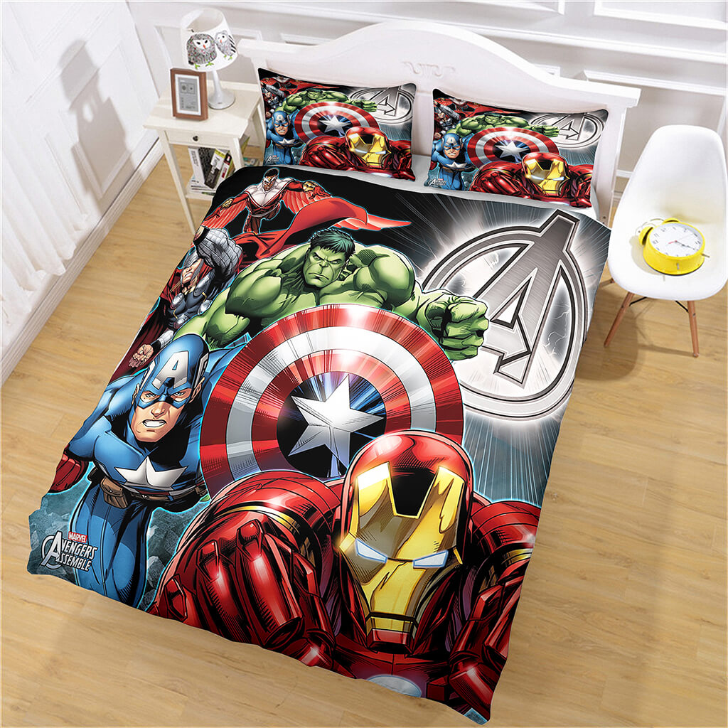 Marvel Avengers Bettwäsche-Set Steppdecke Cosplay Bettbezug Bettlaken-Sets