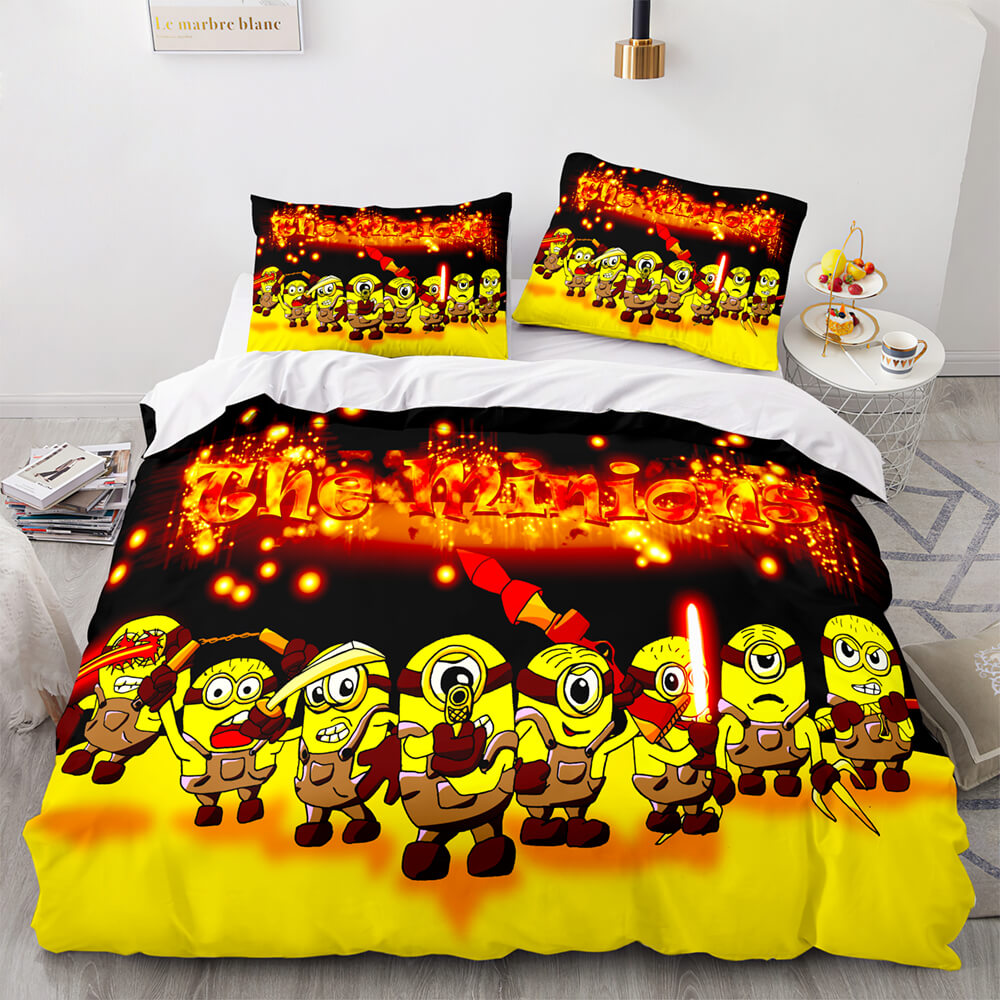 Minions Cosplay Kinder-Bettwäsche-Set UK Quilt Bettbezüge Bettwäsche-Set
