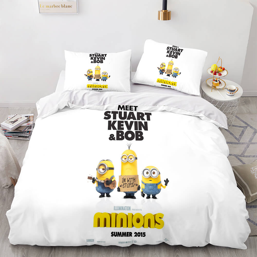 Minions Cosplay Kinder-Bettwäsche-Set UK Quilt Bettbezüge Bettwäsche-Set