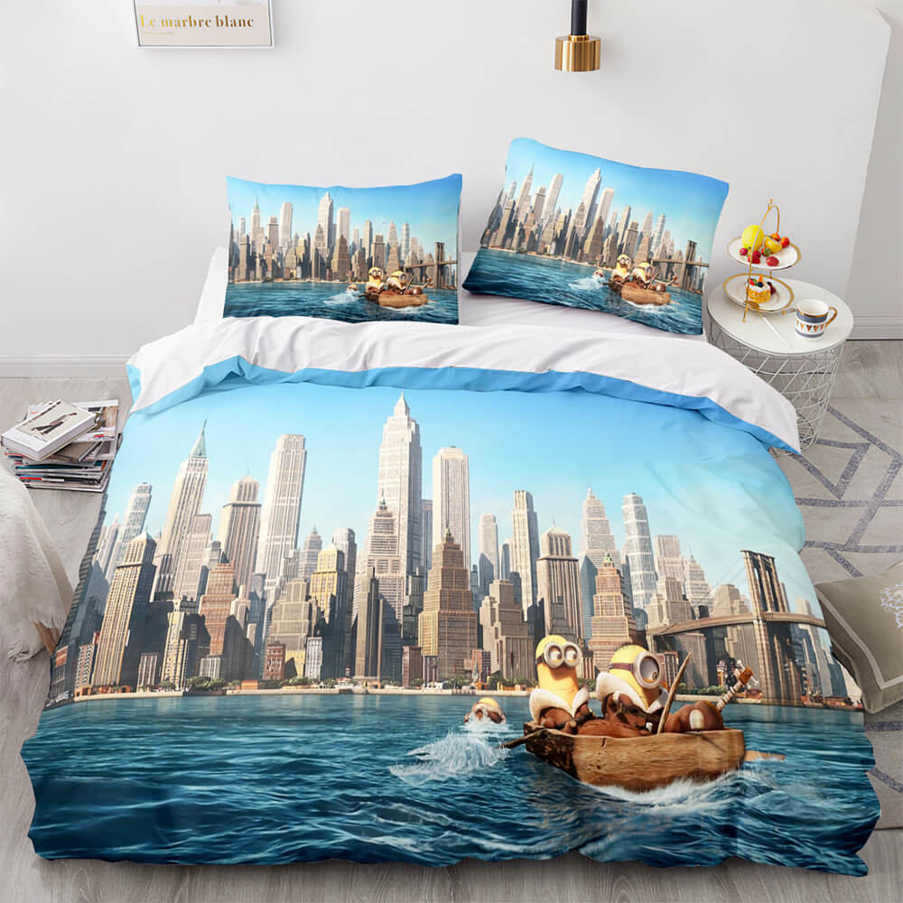 Minions Cosplay Kinder-Bettwäsche-Set UK Quilt Bettbezüge Bettwäsche-Set