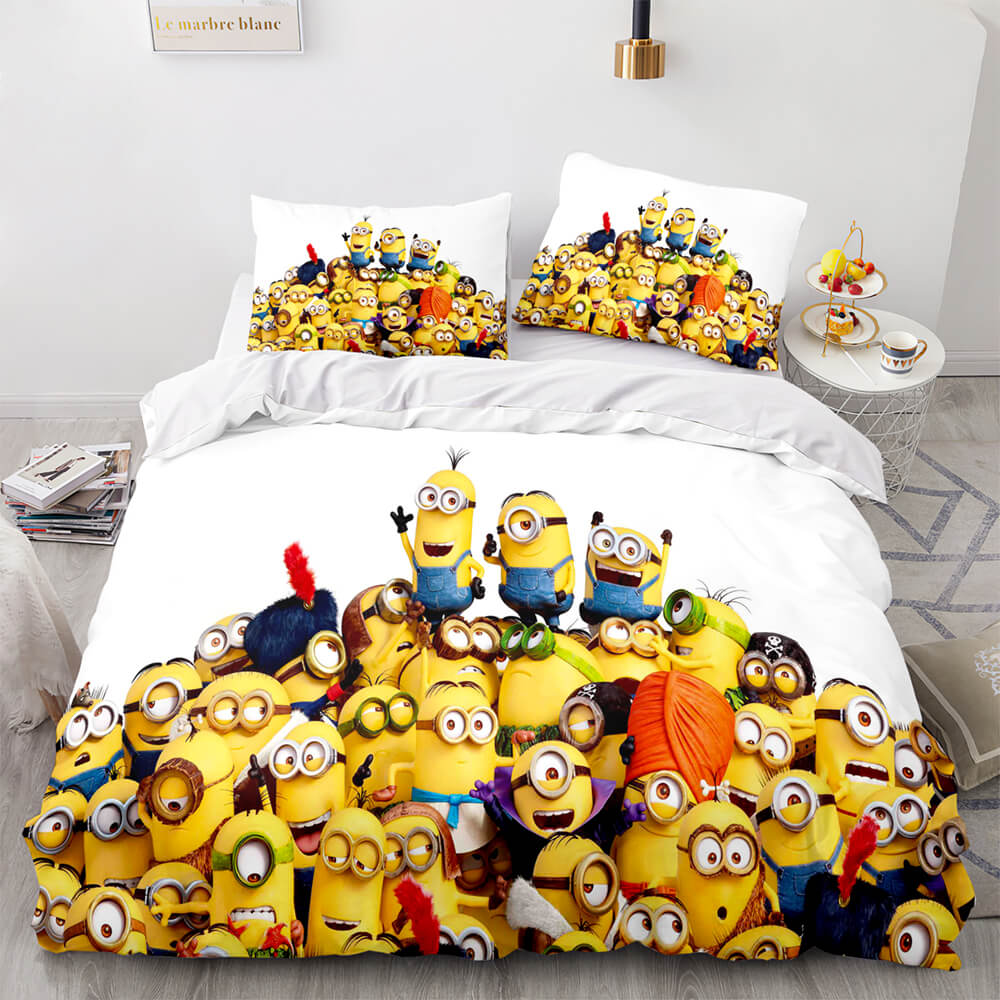 Minions Cosplay Kinder-Bettwäsche-Set UK Quilt Bettbezüge Bettwäsche-Set