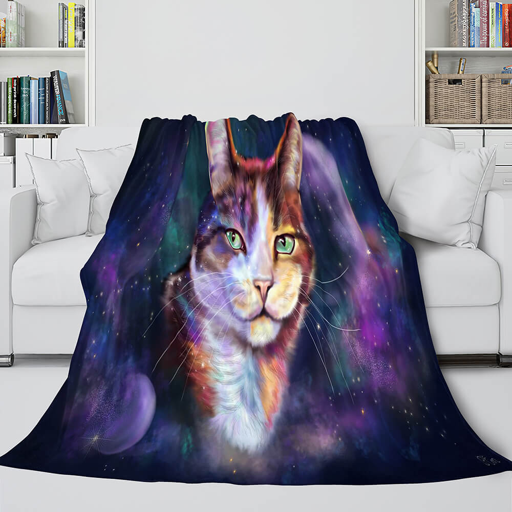 Space Cat Astronaut Katze im Weltraum Flanell Fleece Decke Wickeldecke