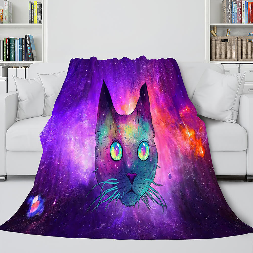 Space Cat Astronaut Katze im Weltraum Flanell Fleece Decke Wickeldecke