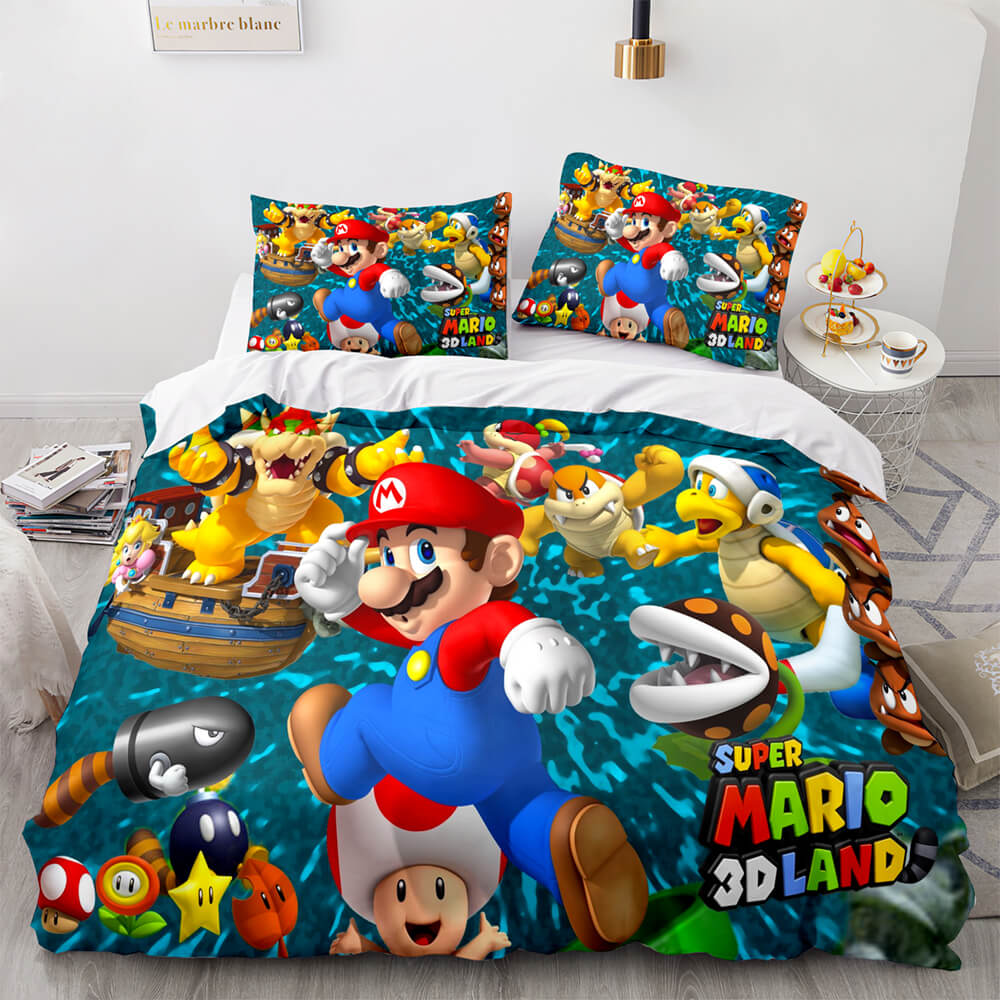 Super Mario Cosplay Kinder-Bettwäsche-Set Steppbettbezüge Bett-Sets