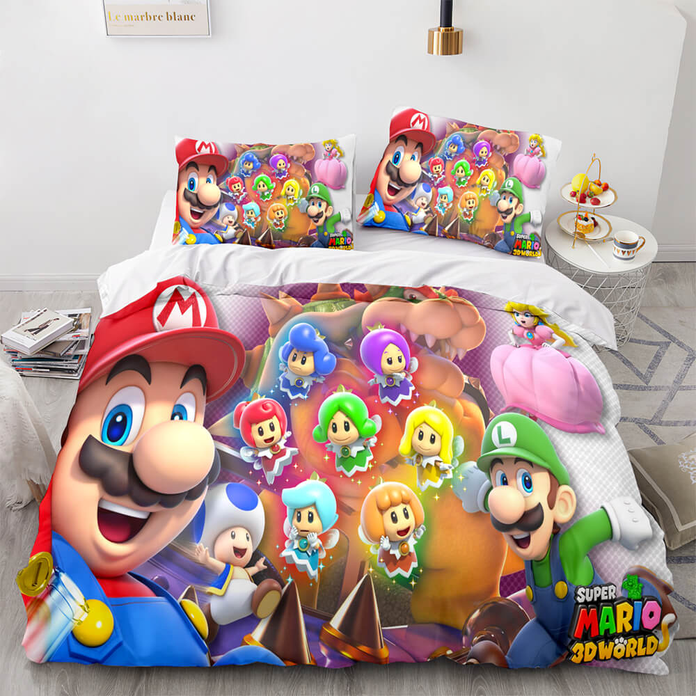 Super Mario Cosplay Kinder-Bettwäsche-Set Steppbettbezüge Bett-Sets