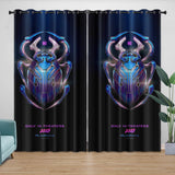 Laden Sie das Bild in den Galerie-Viewer, Blue Beetle Curtains Pattern Blackout Window Drapes