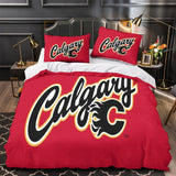 Laden Sie das Bild in den Galerie-Viewer, Calgary Flames Bedding Set Quilt Duvet Cover Without Filler