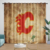 Laden Sie das Bild in den Galerie-Viewer, Calgary Flames Curtains Blackout Window Drapes Room Decoration