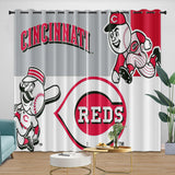 Laden Sie das Bild in den Galerie-Viewer, Cincinnati Reds Curtains Blackout Window Drapes Room Decoration