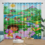 Laden Sie das Bild in den Galerie-Viewer, Dora the Explorer Curtains Blackout Window Drapes Kids Room Decoration