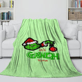 Laden Sie das Bild in den Galerie-Viewer, Grinch Blanket Pattern Flannel Throw Kids Room Decoration