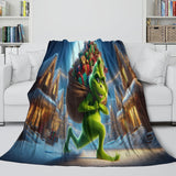 Laden Sie das Bild in den Galerie-Viewer, Grinch Blanket Pattern Flannel Throw Kids Room Decoration