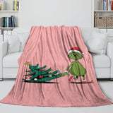 Laden Sie das Bild in den Galerie-Viewer, Grinch Blanket Pattern Flannel Throw Kids Room Decoration