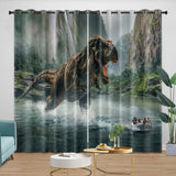 Laden Sie das Bild in den Galerie-Viewer, Jurassic World Rebirth Curtains Dinosaur Blackout Window Drapes
