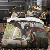 Laden Sie das Bild in den Galerie-Viewer, Jurassic World Rebirth Duvet Cover Dinosaur Bedding Set Without Filler