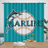 Laden Sie das Bild in den Galerie-Viewer, Miami Marlins Curtains Blackout Window Drapes Room Decoration