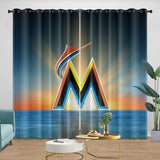 Laden Sie das Bild in den Galerie-Viewer, Miami Marlins Curtains Blackout Window Drapes Room Decoration
