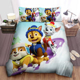 Laden Sie das Bild in den Galerie-Viewer, Paw Patrol Skiing Bed Sheets Spread Bedding Set Duvet Covers Without Filler