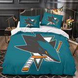Laden Sie das Bild in den Galerie-Viewer, San Jose Sharks Bedding Set Quilt Duvet Cover Without Filler