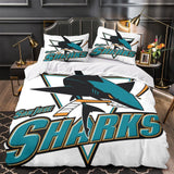 Laden Sie das Bild in den Galerie-Viewer, San Jose Sharks Bedding Set Quilt Duvet Cover Without Filler