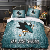 Laden Sie das Bild in den Galerie-Viewer, San Jose Sharks Bedding Set Quilt Duvet Cover Without Filler