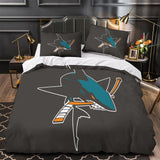 Laden Sie das Bild in den Galerie-Viewer, San Jose Sharks Bedding Set Quilt Duvet Cover Without Filler