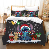 Laden Sie das Bild in den Galerie-Viewer, Stitch Weihnachtsbettwäsche-Set, Muster, Kinderbettbezug ohne Füllstoff