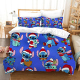 Laden Sie das Bild in den Galerie-Viewer, Stitch Weihnachtsbettwäsche-Set, Muster, Kinderbettbezug ohne Füllstoff