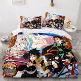 Laden Sie das Bild in den Galerie-Viewer, Anime Demon Slayer Cosplay Bettwäsche-Set UK Quilt Bettbezüge Bett-Sets