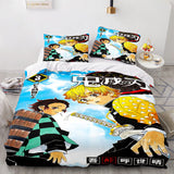 Laden Sie das Bild in den Galerie-Viewer, Anime Demon Slayer Cosplay UK Bettwäsche-Set Quilt Bettbezug Bett-Sets