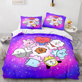 Laden Sie das Bild in den Galerie-Viewer, Cartoon BT21 BTS Bettwäsche-Set Quilt Bettbezug Bettwäsche-Sets