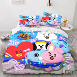 Laden Sie das Bild in den Galerie-Viewer, Cartoon BT21 BTS Butter Bettwäsche-Set Quilt Bettbezug Bettwäsche-Sets