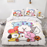 Laden Sie das Bild in den Galerie-Viewer, Cartoon BT21 BTS Butter Bettwäsche-Set Quilt Bettbezug Bettwäsche-Sets