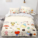 Laden Sie das Bild in den Galerie-Viewer, Cartoon BT21 BTS Butter Bettwäsche-Set Quilt Bettbezüge Bettwäsche-Sets