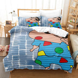 Laden Sie das Bild in den Galerie-Viewer, Cartoon Crayon Shin-chan Bettwäsche-Set UK Quilt Bettbezüge Bett-Sets