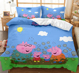 Laden Sie das Bild in den Galerie-Viewer, Cartoon Peppa Pig Cosplay Kinder Bettwäsche Set Quilt Bettbezüge Bettsets