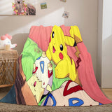 Laden Sie das Bild in den Galerie-Viewer, Cartoon Pokemon Pikachu Flanell Fleece Decke Überwurf Cosplay Decken