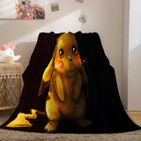 Laden Sie das Bild in den Galerie-Viewer, Cartoon Pokemon Pikachu Flanell-Fleece-Decke Überwurf Nickerchen-Steppdecke