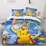 Laden Sie das Bild in den Galerie-Viewer, Cartoon Pokemon Pikachu Kinder Bettwäsche Set Quilt Bettbezug Bettsets