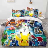 Laden Sie das Bild in den Galerie-Viewer, Cartoon Pokemon Pikachu Kinder Bettwäsche Set Quilt Bettbezug Bettsets