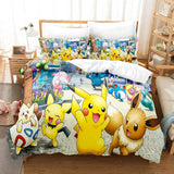 Laden Sie das Bild in den Galerie-Viewer, Cartoon Pokemon Pikachu UK Bettwäsche-Set Quilt Bettbezug Bett-Sets