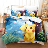 Laden Sie das Bild in den Galerie-Viewer, Cartoon Pokemon Pikachu UK Bettwäsche-Set Quilt Bettbezug Bett-Sets