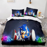 Laden Sie das Bild in den Galerie-Viewer, Cartoon Sonic The Hedgehog Cosplay Bettwäsche-Set Bettbezug Bett-Sets