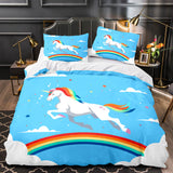 Laden Sie das Bild in den Galerie-Viewer, Cartoon Einhorn Bettwäsche Set Quilt Bettbezug Bettwäsche Sets Kinder Geschenk